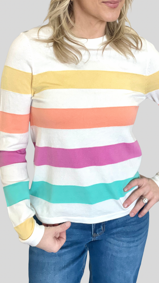 Mila White Color Block Sweater