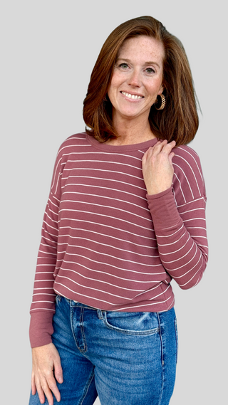 Colter Marsala Stripe Top