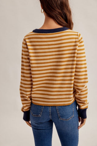 Kelli Mustard/Navy Cardigan