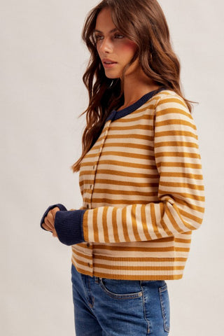 Kelli Mustard/Navy Cardigan