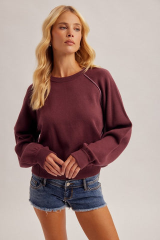 Kimberly Plum Contrast Stitch Pullover