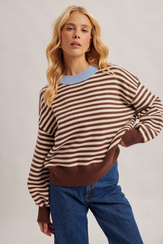 Mallory Cocoa Stripe Sweater