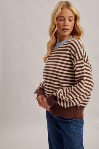 Mallory Cocoa Stripe Sweater