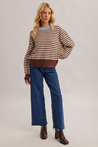 Mallory Cocoa Stripe Sweater