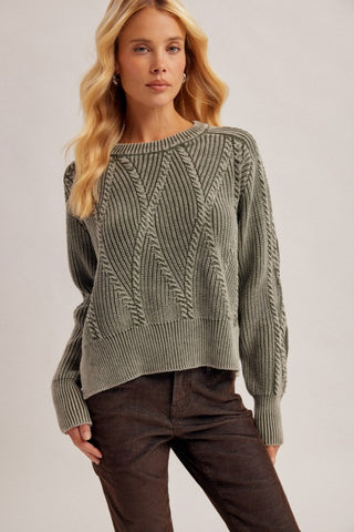 Jenny Olive Cable Knit Sweater