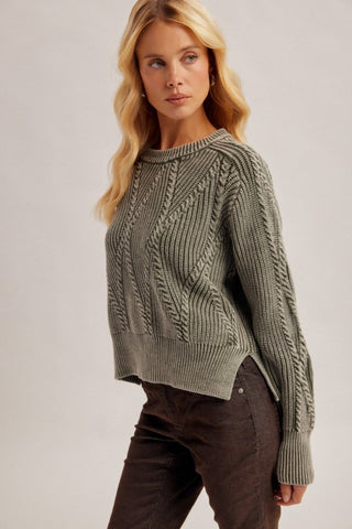 Jenny Olive Cable Knit Sweater