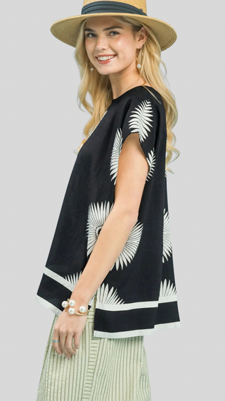 Darla Black Print Top