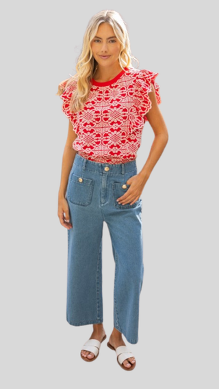 Maura Red Embroidered Top