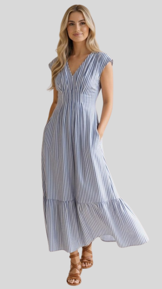 Iris Blue Stripe Dress