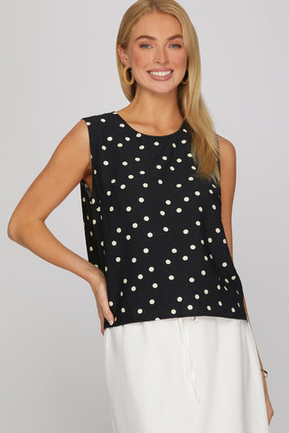 Rey Black Polka Dot Top