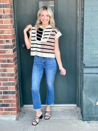 Melinda Ecru Stripe Sweater