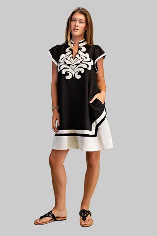 Janie Black Print Dress