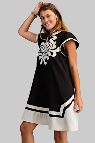 Janie Black Print Dress