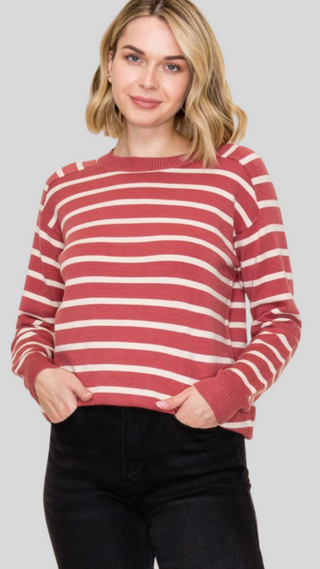 Callie Marsala Stripe Sweater