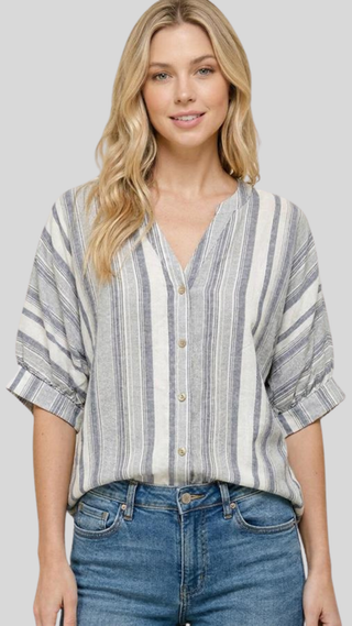 Hallie Navy Stripe Top