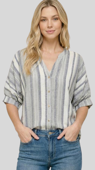 Hallie Navy Stripe Top