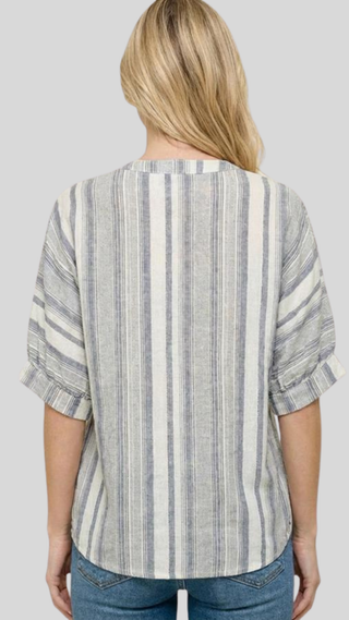 Hallie Navy Stripe Top