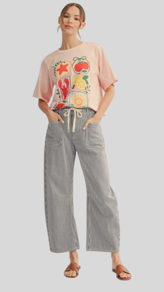 Margo Navy/White Drawstring Pant