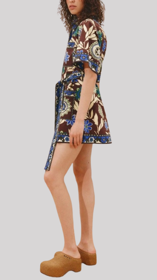 Keana Coffee Print Belted Dress