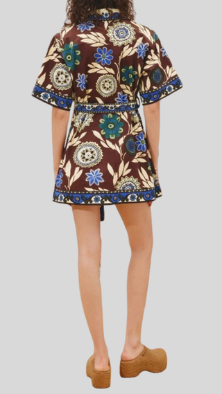 Keana Coffee Print Belted Dress
