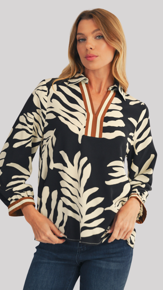 Avery Black/Cream Print Shirt