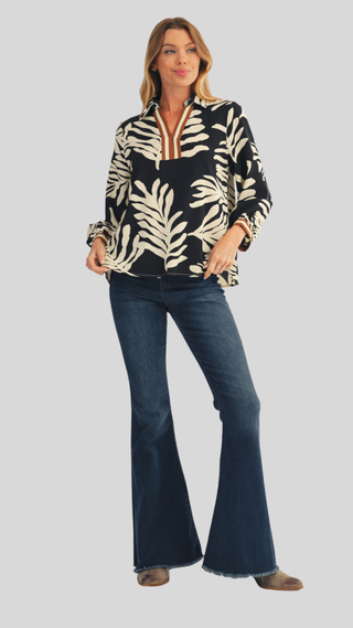 Avery Black/Cream Print Shirt