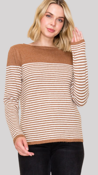 Juliette Camel Stripe Sweater