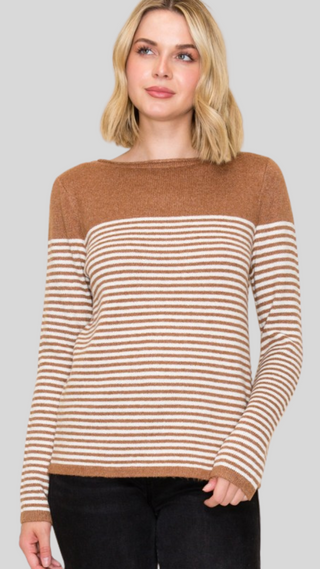 Juliette Camel Stripe Sweater