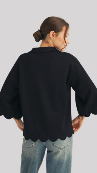 Reese Black Scallop Top
