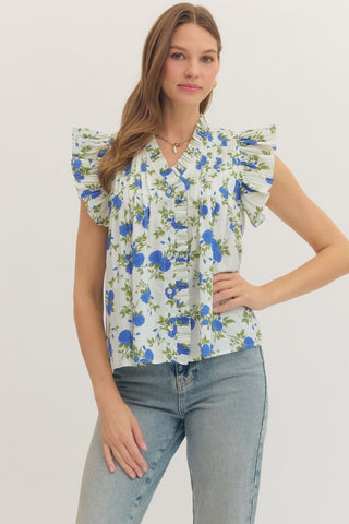Ella Bluebell Ruffle Blouse