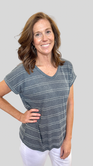 Tia Charcoal Print Top