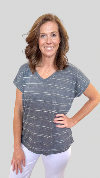Tia Charcoal Print Top