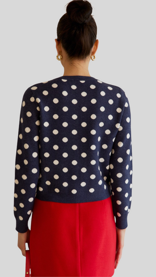 Evelyn Navy Polka Dot Cardigan