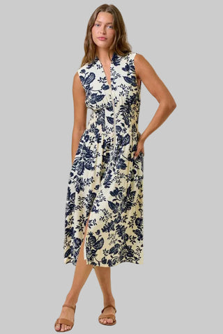 Eve Navy Print Zip Dress