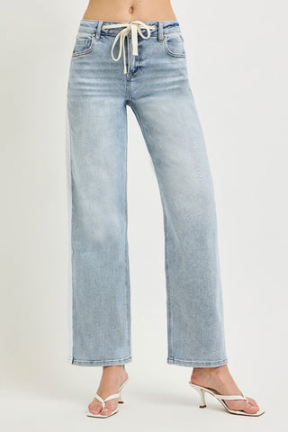 Elsa Light Wash White Stripe Denim