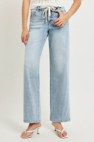 Elsa Light Wash White Stripe Denim