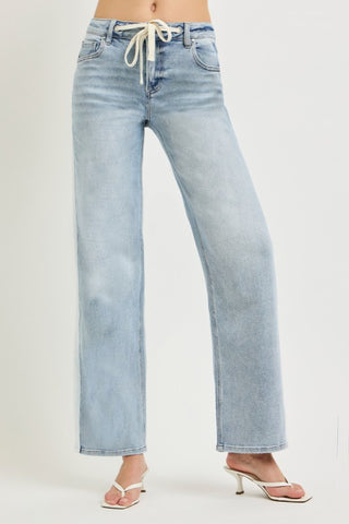 Elsa Light Wash White Stripe Denim