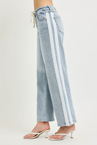 Elsa Light Wash White Stripe Denim