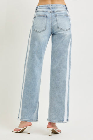 Elsa Light Wash White Stripe Denim