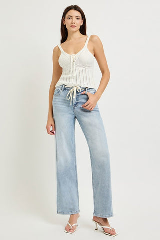 Elsa Light Wash White Stripe Denim