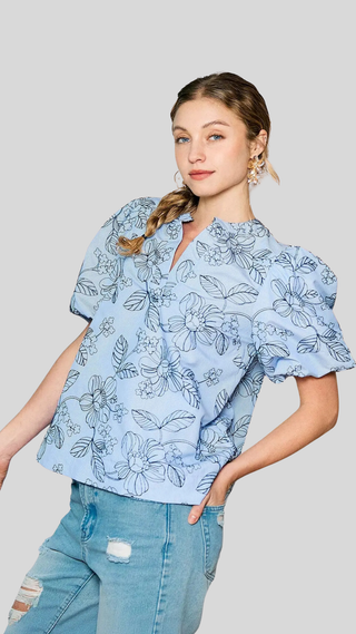 Maren Blue Print Top