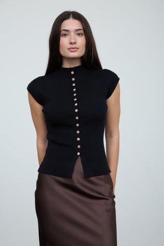 Brooke Black Mock Neck Top