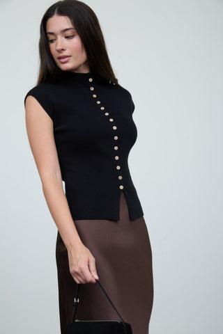 Brooke Black Mock Neck Top