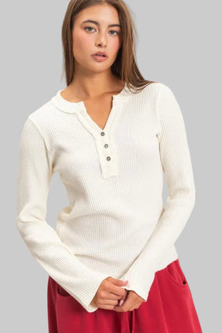 Heidi Cream Waffle Top