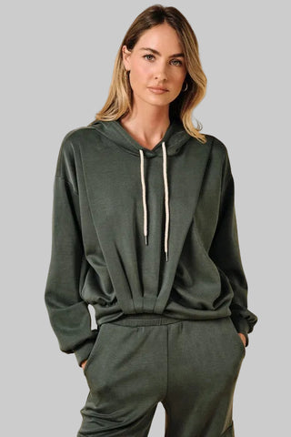 Halley Green Front Pleat Hoodie