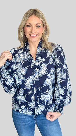 Evie Blue Floral Blouse