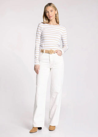 Brynn White/Tan Stripe Top - Shop Pink Suitcase