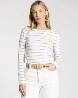 Brynn White/Tan Stripe Top - Shop Pink Suitcase