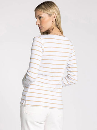 Brynn White/Tan Stripe Top - Shop Pink Suitcase