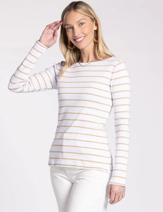 Brynn White/Tan Stripe Top - Shop Pink Suitcase